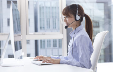 Young woman wearing a headset