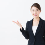 asian businesswoman showing isolated on white background